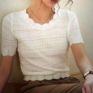 Scalloped Knit Top